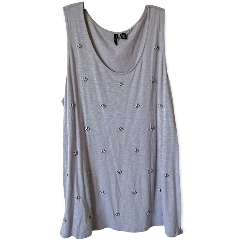 Cynthia Rowley Gray Jeweled Tank Top
